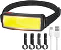 COB LED-hodelykt, kraftig USB-oppladbar hodelykt, vanntett 2000 lumen hodelykt, arbeidslys