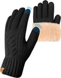 Vinterhandskar för kvinnor med fleecefoder, pekskärmsvänliga varma stretchiga tjocka stickade handskar ullhandskar termohandskar vinterpresenter för utomhusbruk black