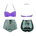 Miniatyrbild 2 av 4: Glittrande sjöjungfru bikini med hög midja för kvinnor, sexig bikini XL