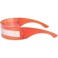 Miniatyrbilde 2 av 4: 80-talls Futuristisk Visir Cyber Solbriller Menn Kvinner Futuristisk Punk Stil Cosplay B2740 Red - Silver Stripe