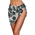 Pikkukuva 1 / 5: Naisten pitkä ja lyhyt sarong uimapukukangas kesäranta bikinit kääre läpikuultava lyhyt hame huivi uima-asukangas Leaf-Short One Size