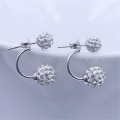 Pikkukuva 2 / 5: Shamballa-tyyliset korvakorut, kaksinkertaiset korvakorut, muotimerkki, korut, 925 sterlinghopeakorvakorut, kristallipallo, naisten kaksinkertaiset nappikorvakorut, discopallo korvassa