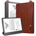 Miniatyrbild 5 av 5: Fodral för Amazon Kindle Scribe (2024) (2022) med handrem, stativ och läderöverdrag - Brun Red