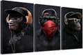 Wise Monkeys Canvas Väggkonsttryck Canvas Tavlor För Vardagsrum Modern Heminredning 30x50cm 3 Delar endast canvas