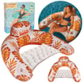 Inflatable swimming chair lounge with backrest and cup holder orange