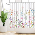 Miniatyrbillede 2 af 4: Funnytree Blomsterplante Vandfarve Blomst Bruseforhæng Sæt Med Kroge Hjem Badeværelse Badekar Dekoration Nem Pleje Maskinvaskbar Holdbar Polyester Fabri