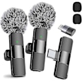 Miniatyrbild 1 av 5: Professionell Trådlös Lavalier Mikrofon 2-pack Brusreducering Kristallklar Inspelning med USB-C för iPhone 15 Pro Max, iPad, Android, Live St - JA