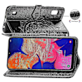 Miniatyrbillede 3 af 5: Samsung Galaxy A10 Etui Læder Wallet Cover Præget Mandala Magnetisk Flip Beskyttelse Stødsikker - Sort