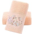 Miniatyrbild 1 av 5: Handduksset med 2 Broderat Blommönster Bomull Absorberande Mjuk Handduk för Badrum 34*74cm (Rosa)