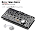 Miniatyrbild 3 av 5: Plånboksfodral för Samsung Galaxy A32 4G, premium PU-läder magnetisk stängning kortfack stativ dragkedjeficka mjukt TPU flip-fodral - Svart