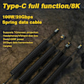 Miniatyrbillede 3 af 5: 1,8 m Type-C Hun til Han Spiral Kabel PD 100W Hurtig Opladning 8K 60Hz Video Output Datakabel
