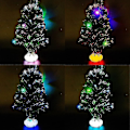 Miniatyrbilde 2 av 5: 42 cm små juletrær, fiberoptiske juletrær med 8 fargeskiftende iriserende LED-lys, kunstige forhåndsopplyste mini bordjuletrær