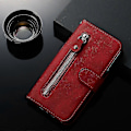 Miniatyrbilde 5 av 5: Wallet Case til Samsung Galaxy A72 5g/ 4g, Premium PU Lær Magnetisk Lukking Kortspor Støttefot Glidelåslomme Mykt TPU Flip Cover - Rød