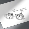 Miniatyrbilde 4 av 5: Cubic Zircon Øredobber Jord Stjerne Rom Univers Hengende Øredobber (Sølv)