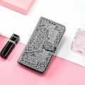 Miniatyrbillede 5 af 5: Samsung Galaxy S21 Fe Etui Læder Wallet Cover Præget Mandala Magnetisk Flip Beskyttelse Stødsikker - Violet