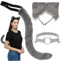 Cat/Fox Costume Grey 3-piece in Polyester for Masquerade and Theme Party