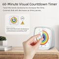 Pikkukuva 2 / 5: 60 minuutin visuaalinen ajastimen yövalolla, laskeajastimen, Pomodoro-ajastimen sateenkaaren kuviolla lapsille ja aikuisille