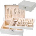 Elegant Lockable Faux Leather Jewelry Box White
