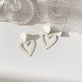 Miniatyrbilde 3 av 5: Hjerte Øredobber Kjærlighet Drop Dingle Øredobber Hvite Hjerter Dinglende Øredobber For Kvinner Gaver Valentinsdag