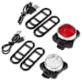 Miniatyrbillede 1 af 5: 2 stk. Cykellygte Forlygte Baglygte 4 tilstande USB Genopladelig Cykling Lys Cykellygte Udendørs Vandtæt Front Bag Clip Lygte Lampe