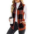 Miniatyrbillede 4 af 5: (M) Dame Mode Plaid Fleece Vest Afslappet Fuzzy Ærmeløs Fuzzy Sherpa Vest Fluffy Lynlås Jakke Varmt Overtøj