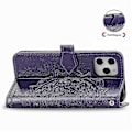 Miniatyrbillede 3 af 5: Iphone 13 Pro Etui Læder Wallet Cover Præget Mandala Magnetisk Flip Beskyttelse Stødsikker - Violet