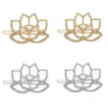 Miniatyrbilde 1 av 5: 4 stk Metall Lotus Blomst Hårspenne Hårklipp Hårtilbehør Lotus Kunst Metall Stil Retro Hårspenne (gull, sølv)