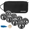 Boules set 8 chrome balls 73 mm with wooden ball, measuring string & case