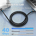 Miniatyrbilde 2 av 5: Cat 8 Ethernet-kabel 2m, Cat 8 RJ45-kabel 40 Gbps 2000 MHz, 28 AWG Internettkabel med gullbelagt kontakt og 4*lags skjerming, S/FTP PIMF Nettverkskabel