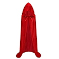 Miniatyrbillede 1 af 5: Lang hætteklædt fløjls kappe Halloween Jul Fancy Cape Kostumer 150 cm