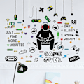 Miniatyrbillede 5 af 5: Gamer Værelse Indretning Gaming Vægklistermærker Gamer Mærkater Drenge til Gamer Soveværelse Legeværelse Dekorationer (Klassisk Stil)