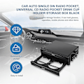 Miniatyrbillede 4 af 5: Bil Auto Single Din Radio Lomme, Universal Cd Radio Lomme Drikkekop Holder Opbevaringsboks Sort