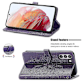Miniatyrbillede 4 af 5: Samsung Galaxy S21 Fe Etui Læder Wallet Cover Præget Mandala Magnetisk Flip Beskyttelse Stødsikker - Violet