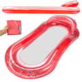 Inflatable air mattress with backrest and mesh bottom red 159x77 cm