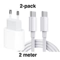 2-pack USB-C Fast Charger - Adapter 20W + Cable 2m
