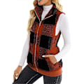 Miniatyrbillede 5 af 5: (M) Dame Mode Plaid Fleece Vest Afslappet Fuzzy Ærmeløs Fuzzy Sherpa Vest Fluffy Lynlås Jakke Varmt Overtøj