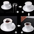 Miniatyrbillede 4 af 5: Rustfrit Stål Cafe Skum Spray Skabelon Barista Stencils Dekorationsværktøj Guirlande Form Kaffe Print