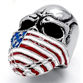 Miniatyrbillede 3 af 5: Vintage Rustfrit Stål Gotisk Amerikansk Flag Maske Lokomotiv Kranie Ring til Mænd
