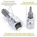 Miniatyrbilde 4 av 5: 13 stk. Torx Pipesett, T8 - T70 Pipebitssett, Hunn-Torxpiper, Torx Bit Pipesett, Krom Vanadium Stål 1/4\", 3/8\" og 1/2\" Feste