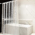 Miniatyrbillede 1 af 5: Skimmelsikker bruseforhæng semi-transparent EVA badeforhæng vandtæt vaskbart 3D vandkube med 12 ringe - 180 x 200 cm