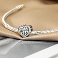 Miniatyrbillede 4 af 4: Bedårende Mormor-Charm med Klar CZ 925 Sterling Sølv Kærlighedshjerte Mormorperle til Euro