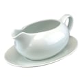 Miniatyrbillede 1 af 3: Saucer & Gravybåd Formet Krukke Keramik Hvid 550ml Ideel til Servering af Sovs
