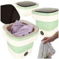 Foldable Camping Washing Machine 12 L 12 V IPX4 with Spin Dryer Green