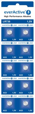 Button cell battery LR41/LR736/AG3 1.5V alkaline 10-pack