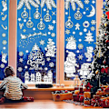 Miniatyrbillede 1 af 5: Julepynt Vindue, 9 Ark Vinduesbilleder Jul, Selvklæbende Julevinduespynt, Pv