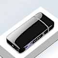 Miniatyrbillede 1 af 5: Elektrisk Vindtæt Metal Lighter Dobbelt Bue Flammeløs Plasma Genopladelig USB Lighter LED Strømvisning Berøringsfølsom Lighter Sort