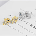 Miniatyrbilde 3 av 3: Ondt Øye Hamsa Hånd Øredobber for Kvinner Gull Stift Rustfritt Stål Cubic Zirconia Hypoallergen Elegant Delikat Beste Små Smykker (Gull)