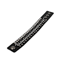 Miniatyrbillede 2 af 3: Mænd Kvinder Punk Rock Ægte Læder Multi Lag Spike Besat Nitter Rem Wrap Biker Læder Manchet Armbånd Armring, Sort