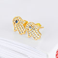 Miniatyrbilde 2 av 3: Ondt Øye Hamsa Hånd Øredobber for Kvinner Gull Stift Rustfritt Stål Cubic Zirconia Hypoallergen Elegant Delikat Beste Små Smykker (Gull)