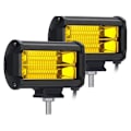Miniatyrbilde 1 av 5: 2x 5 tommers 72W LED arbeidslys Vanntette Offroad Pod Tåkelys Gule for lastebiler ATV UTV Båt Golf